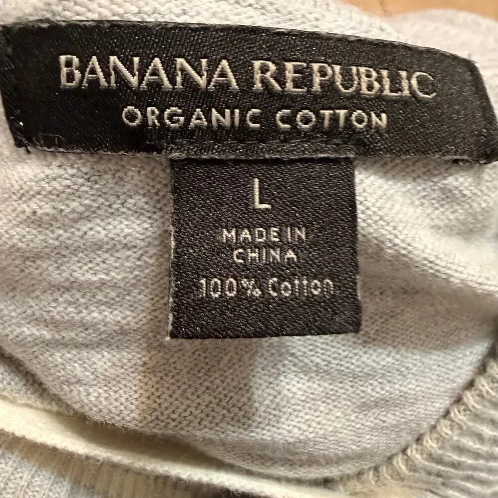 Banana Republic Organic Cotton Hero Tipped Pullover Hoodie Sweater in Gray Large